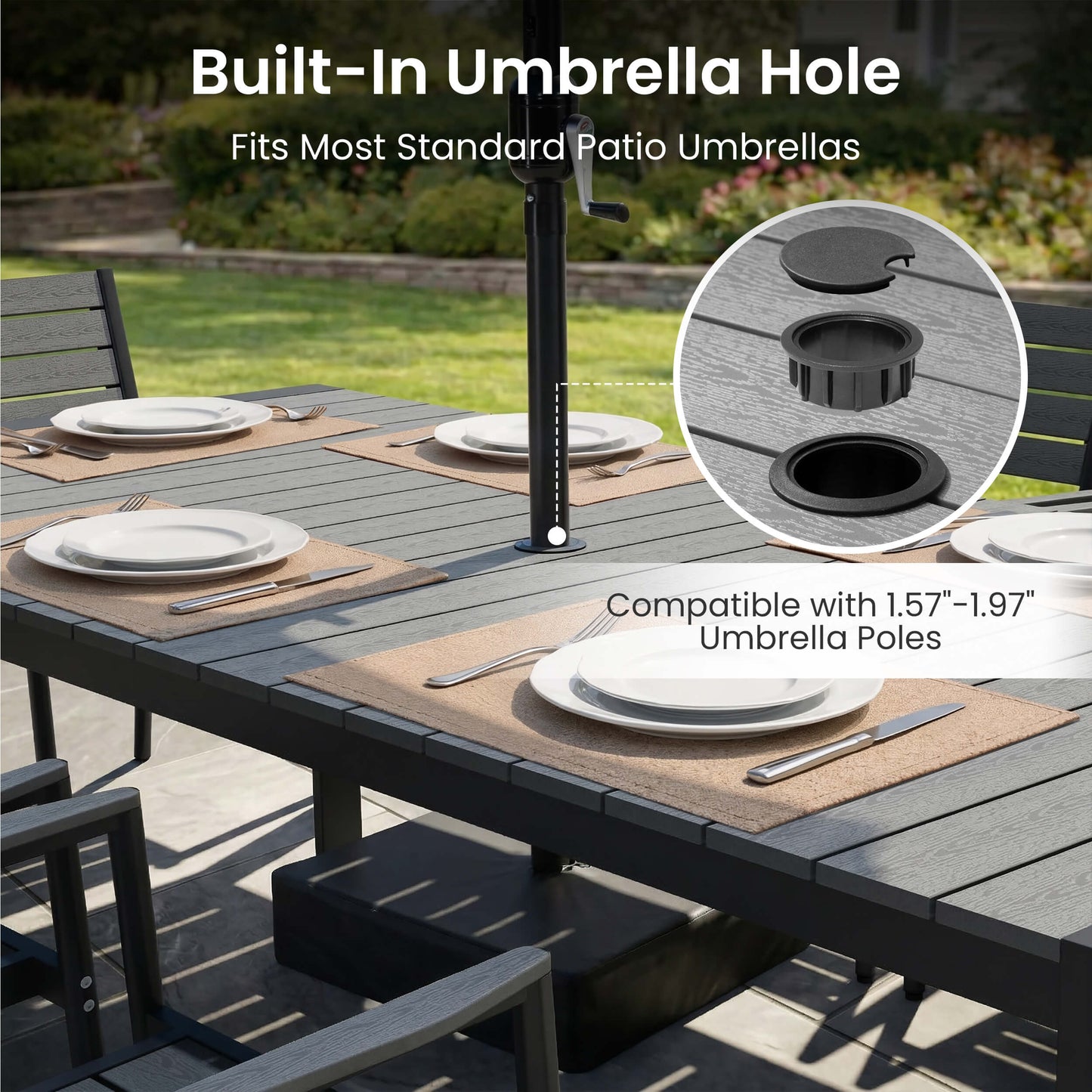 Aluminum Outdoor Dining Table with Umbrella Hole