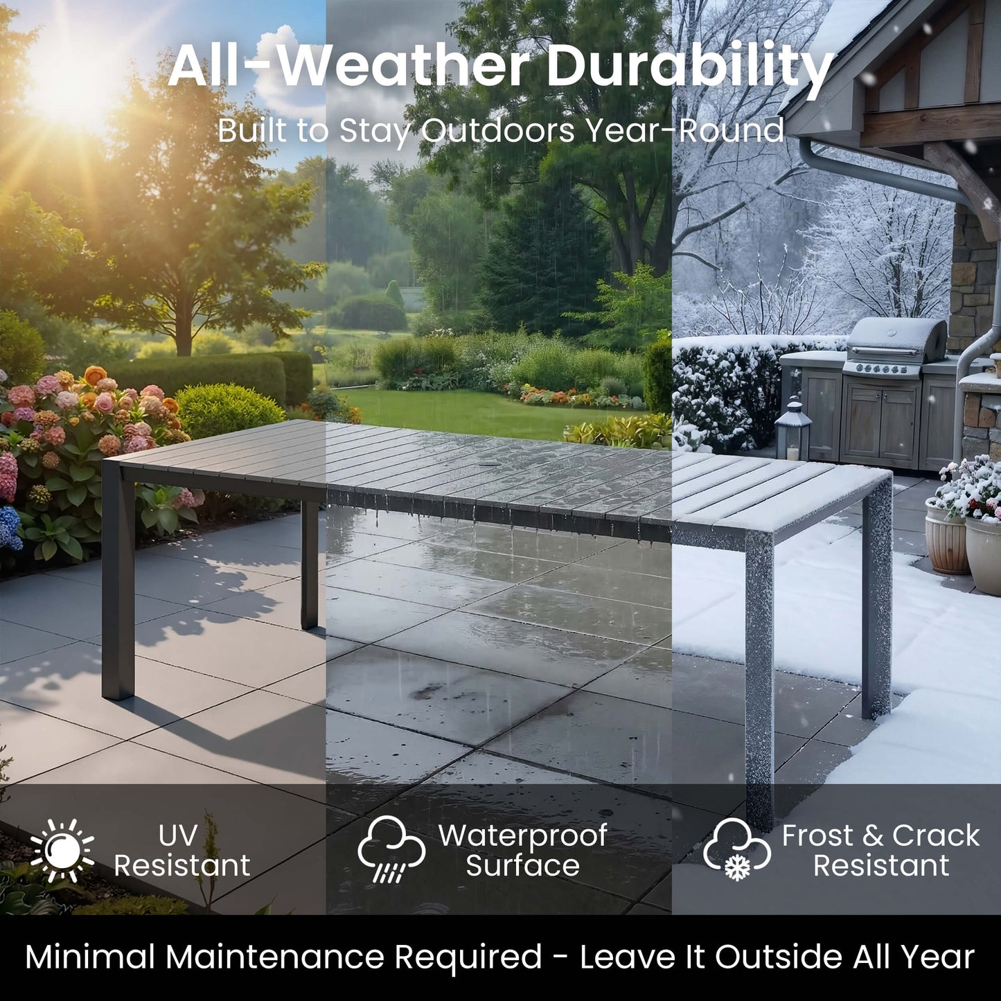 Aluminum Outdoor Dining Table with Umbrella Hole