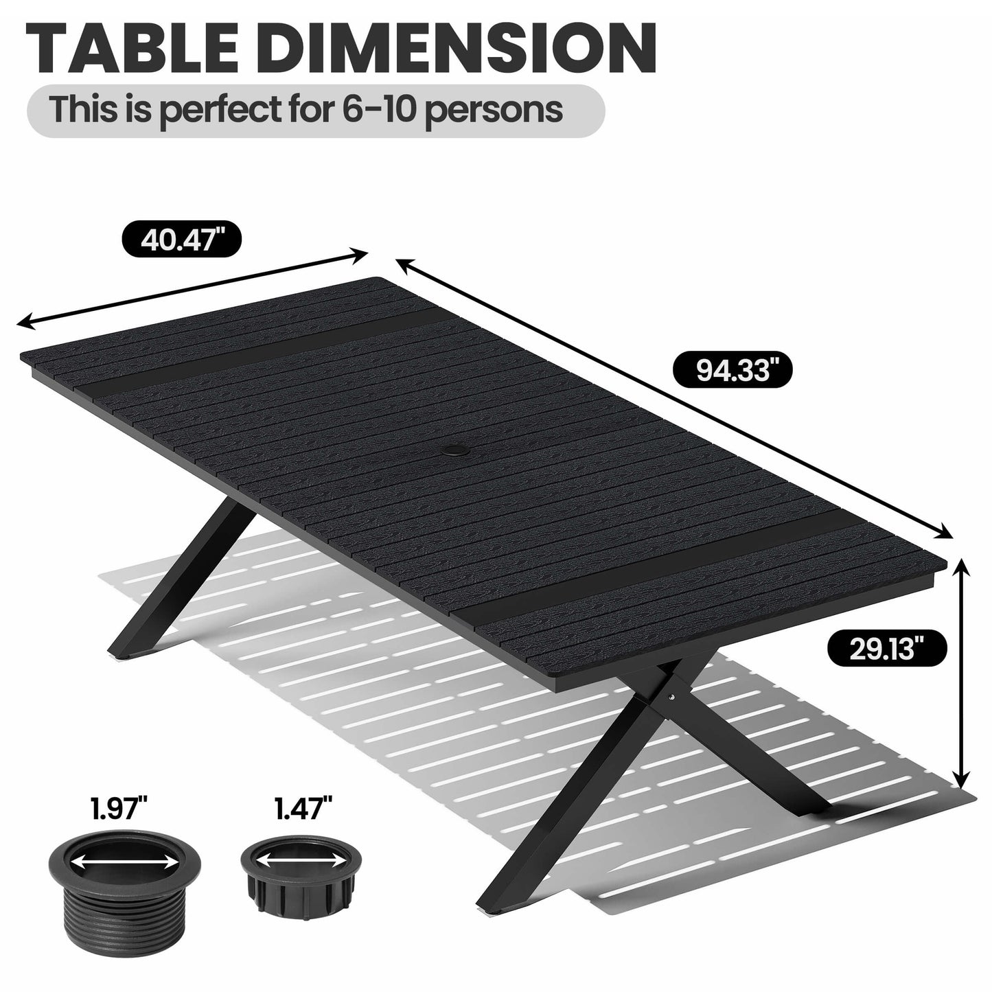Aluminum Outdoor Dining Table with Umbrella Hole