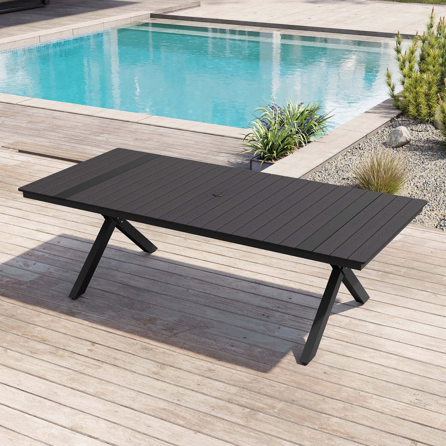Aluminum Outdoor Dining Table with Umbrella Hole