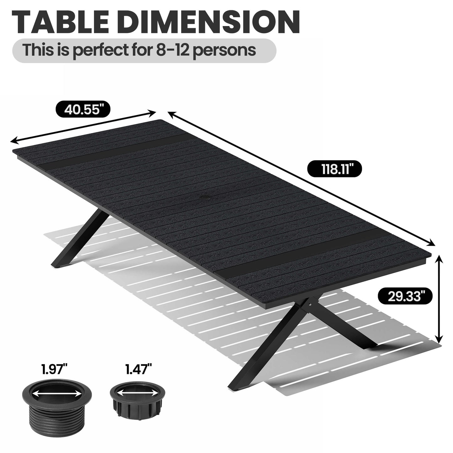 Aluminum Outdoor Dining Table with Umbrella Hole