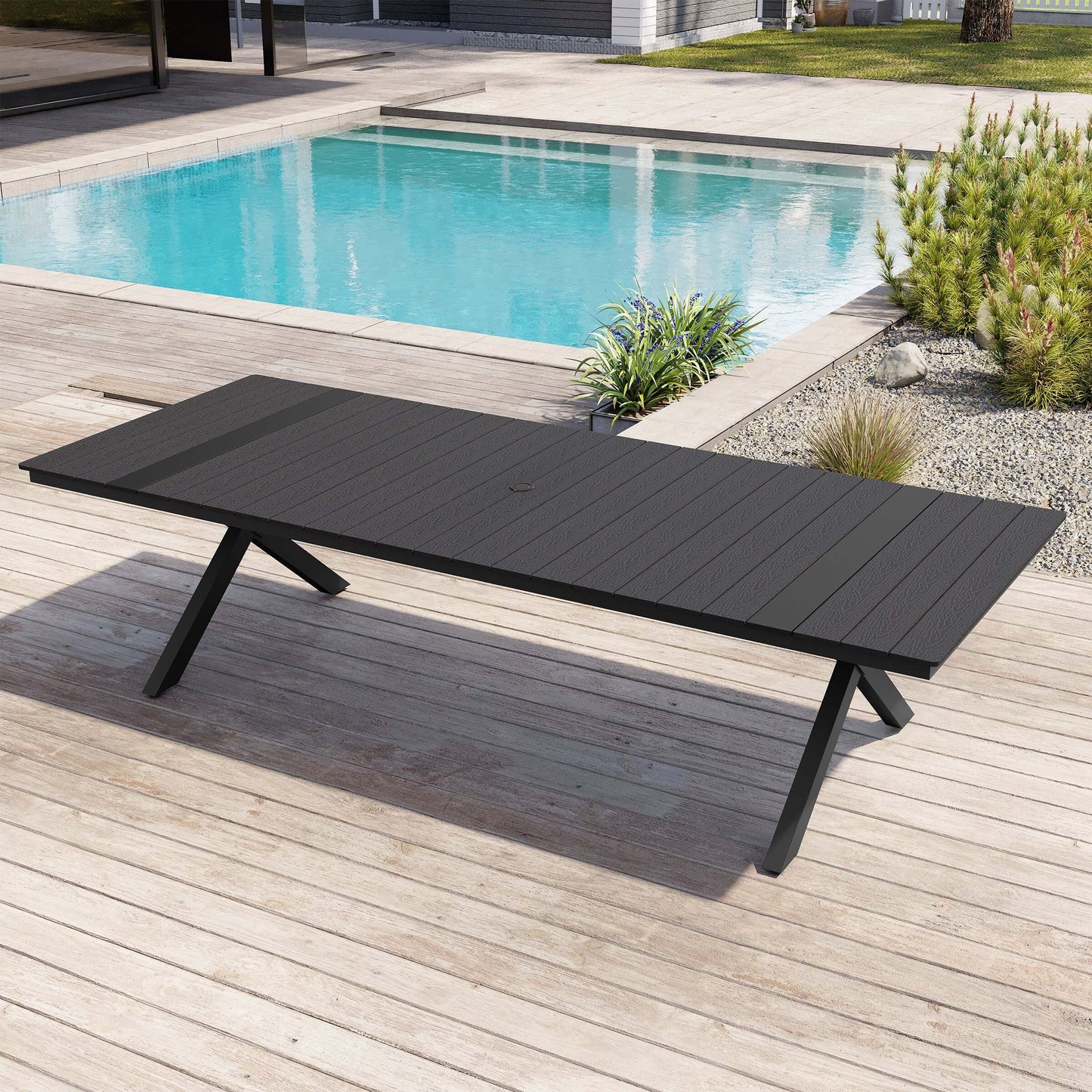 Aluminum Outdoor Dining Table with Umbrella Hole