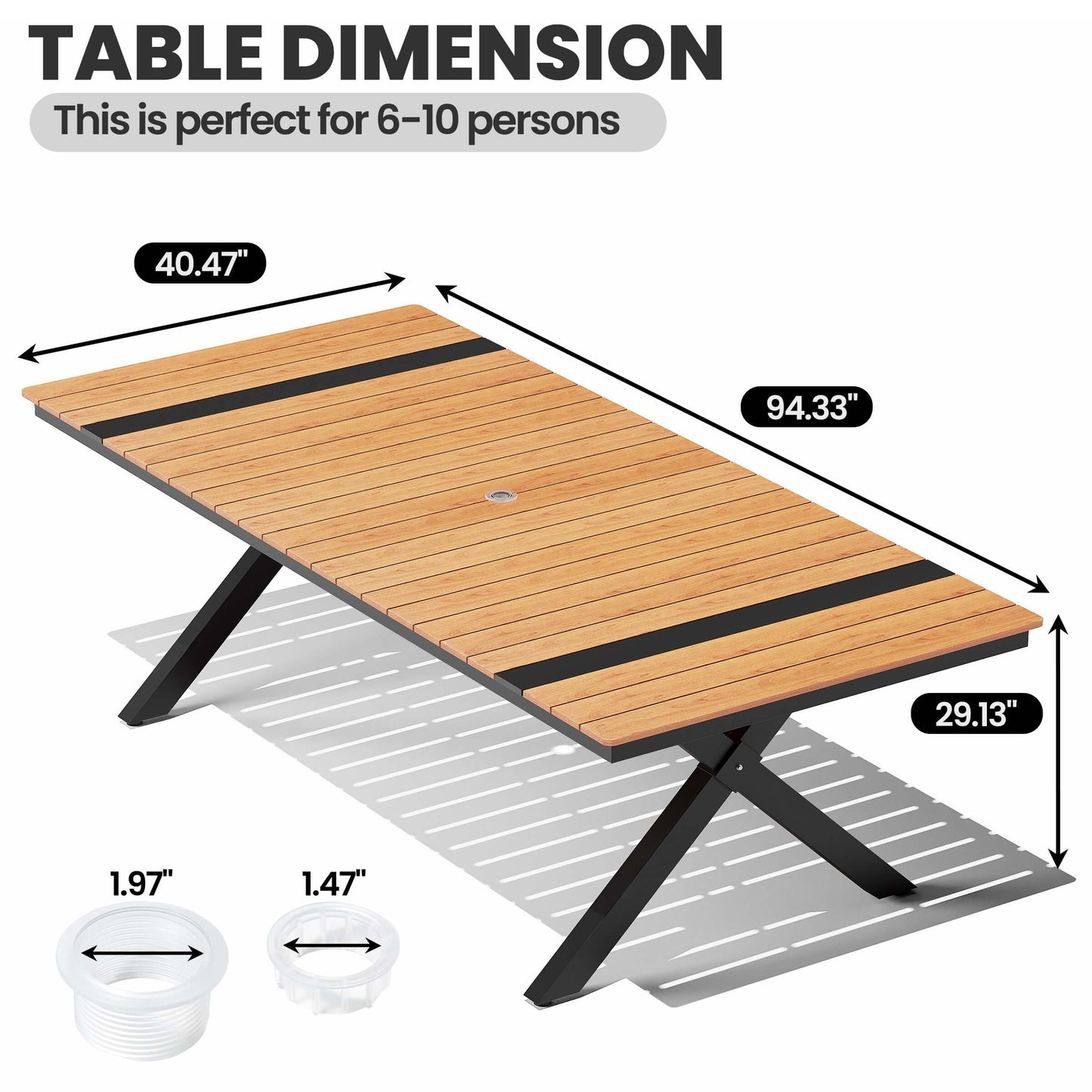 Aluminum Outdoor Dining Table with Umbrella Hole