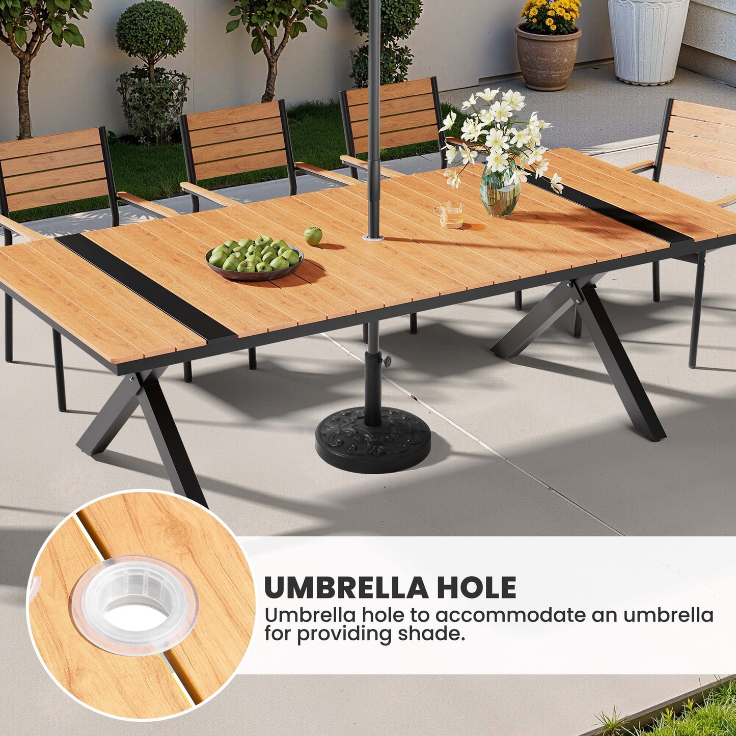 Aluminum Outdoor Dining Table with Umbrella Hole