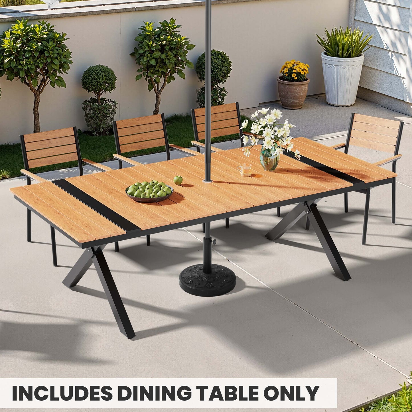 Aluminum Outdoor Dining Table with Umbrella Hole