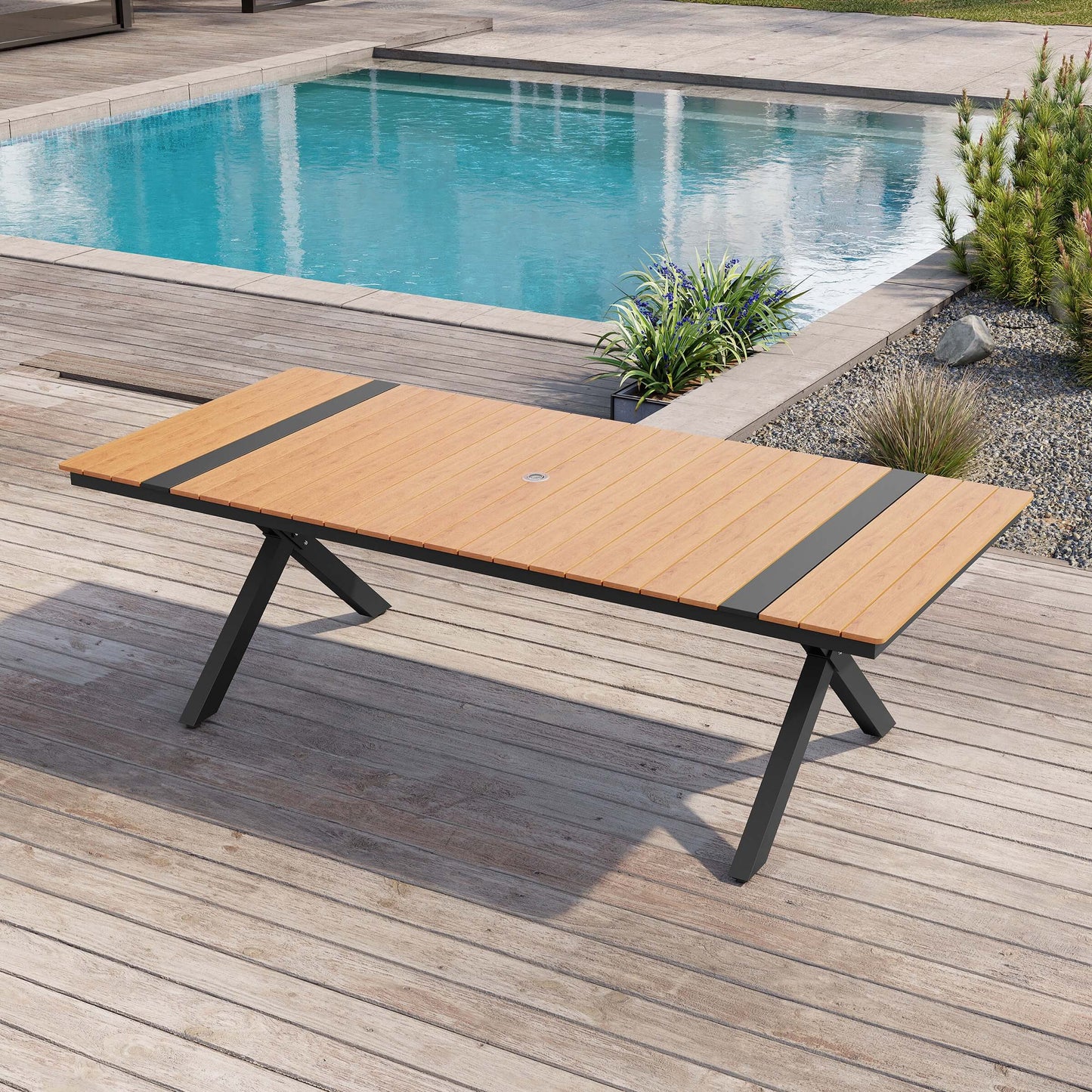Aluminum Outdoor Dining Table with Umbrella Hole
