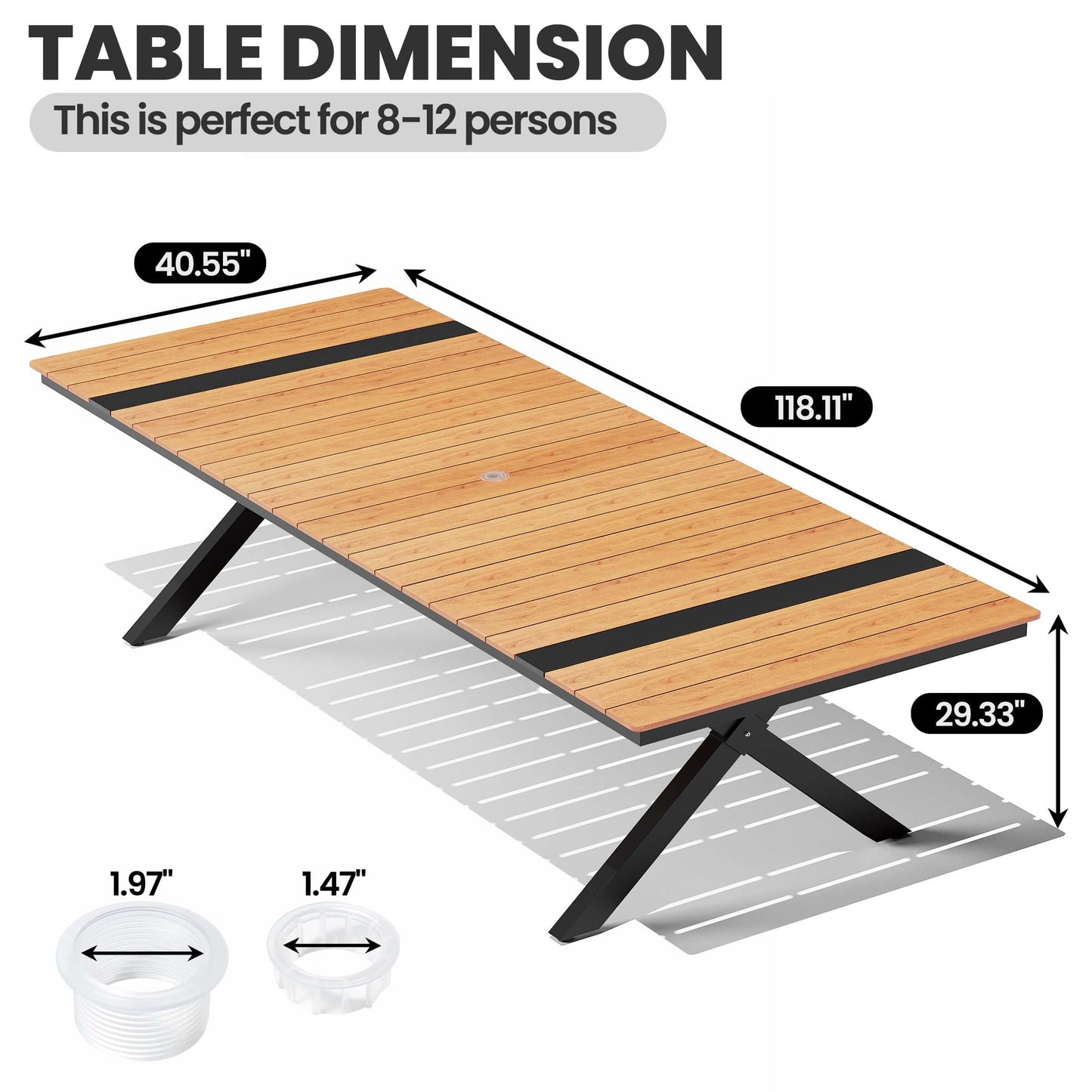 Aluminum Outdoor Dining Table with Umbrella Hole