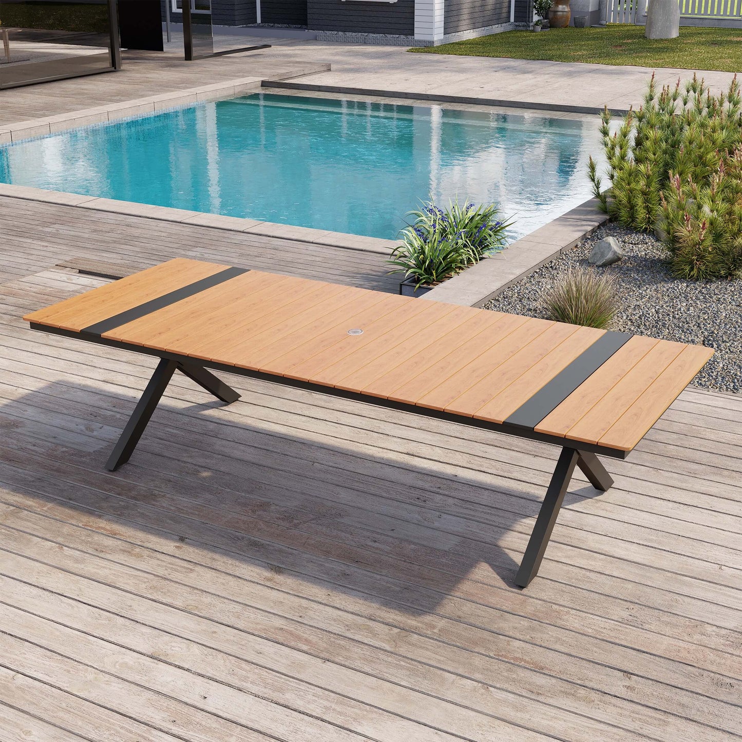 Aluminum Outdoor Dining Table with Umbrella Hole