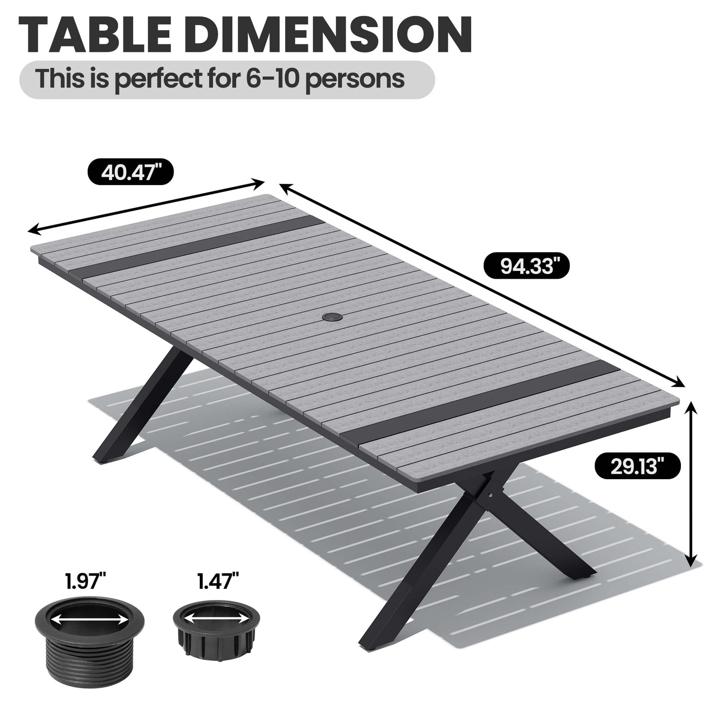 Aluminum Outdoor Dining Table with Umbrella Hole