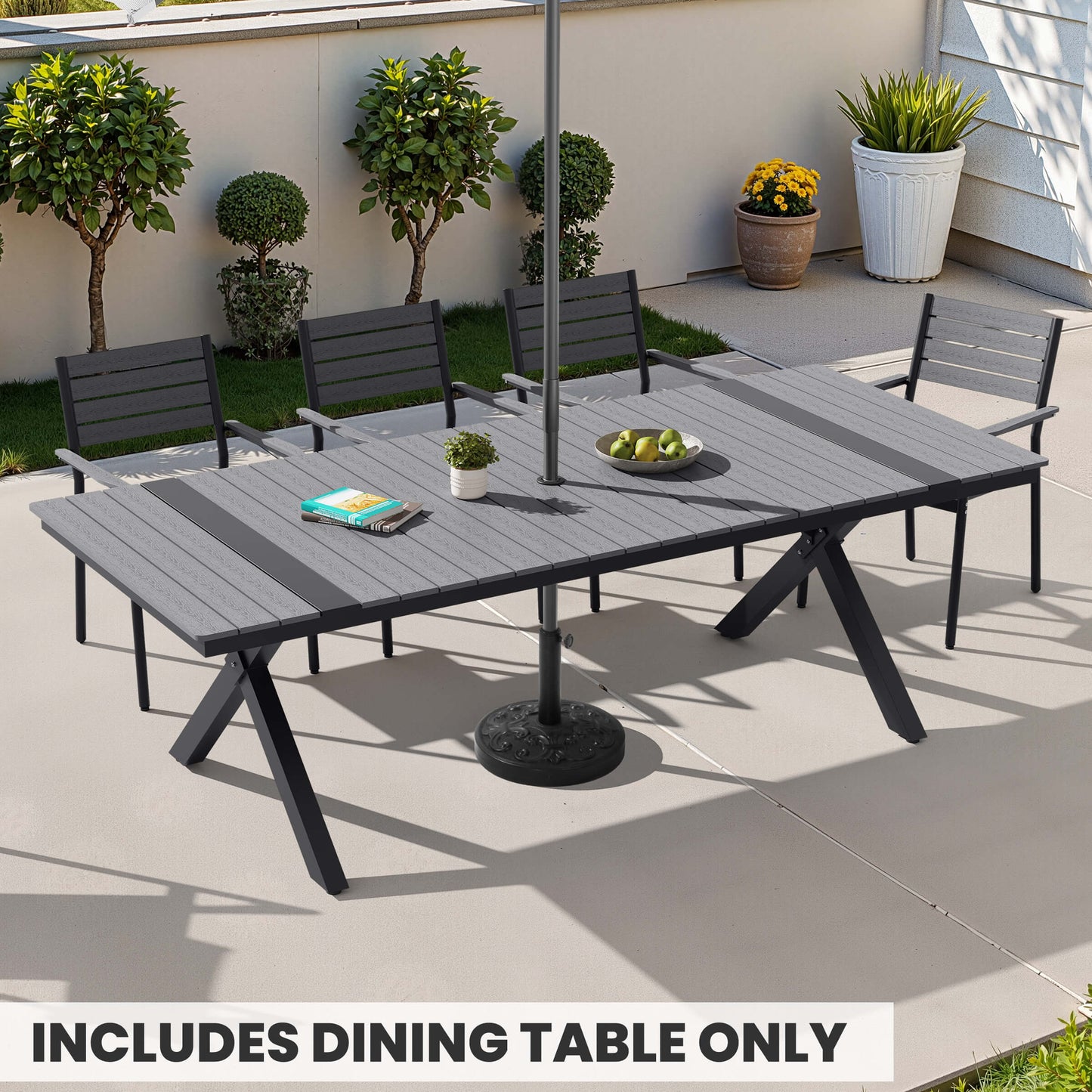 Aluminum Outdoor Dining Table with Umbrella Hole
