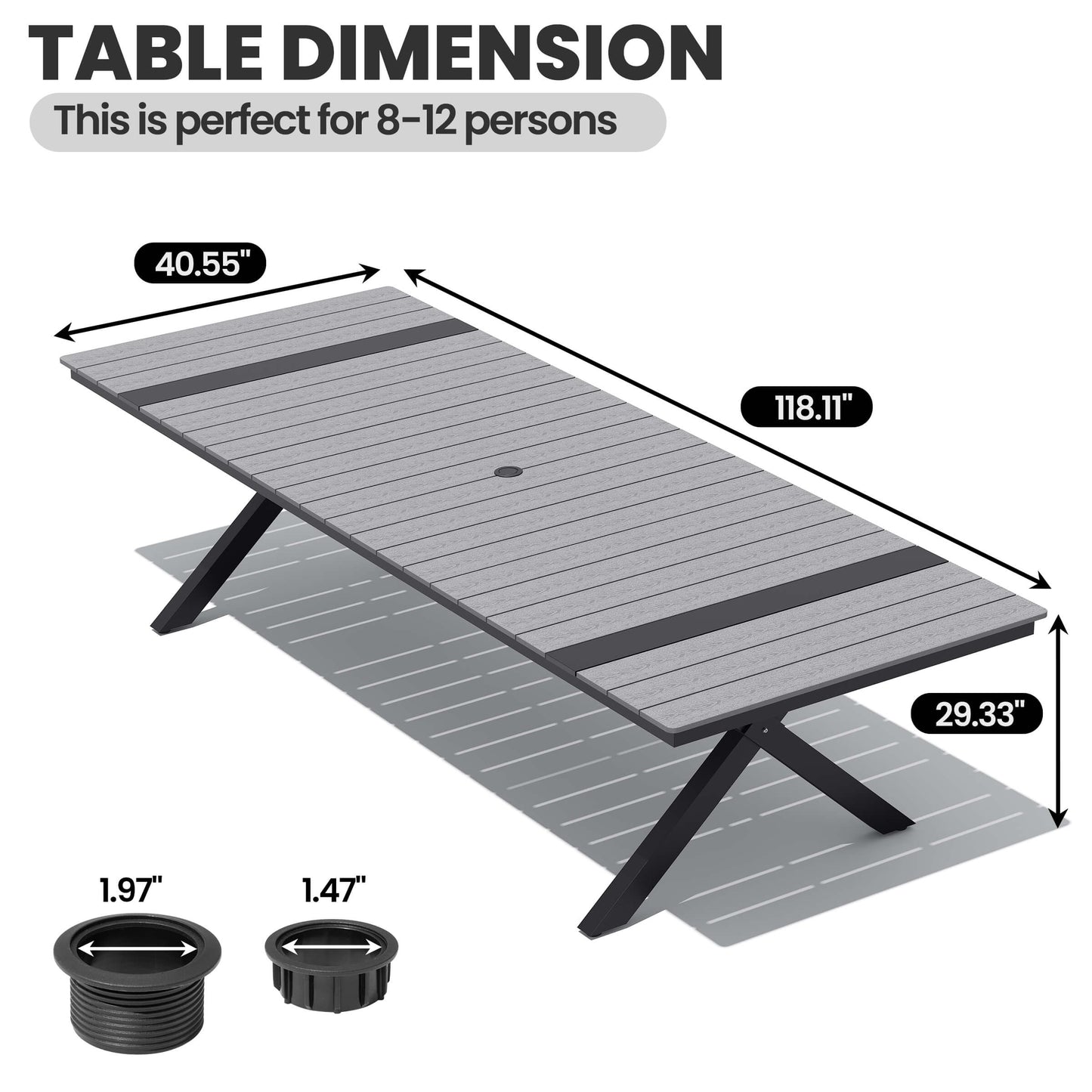 Aluminum Outdoor Dining Table with Umbrella Hole