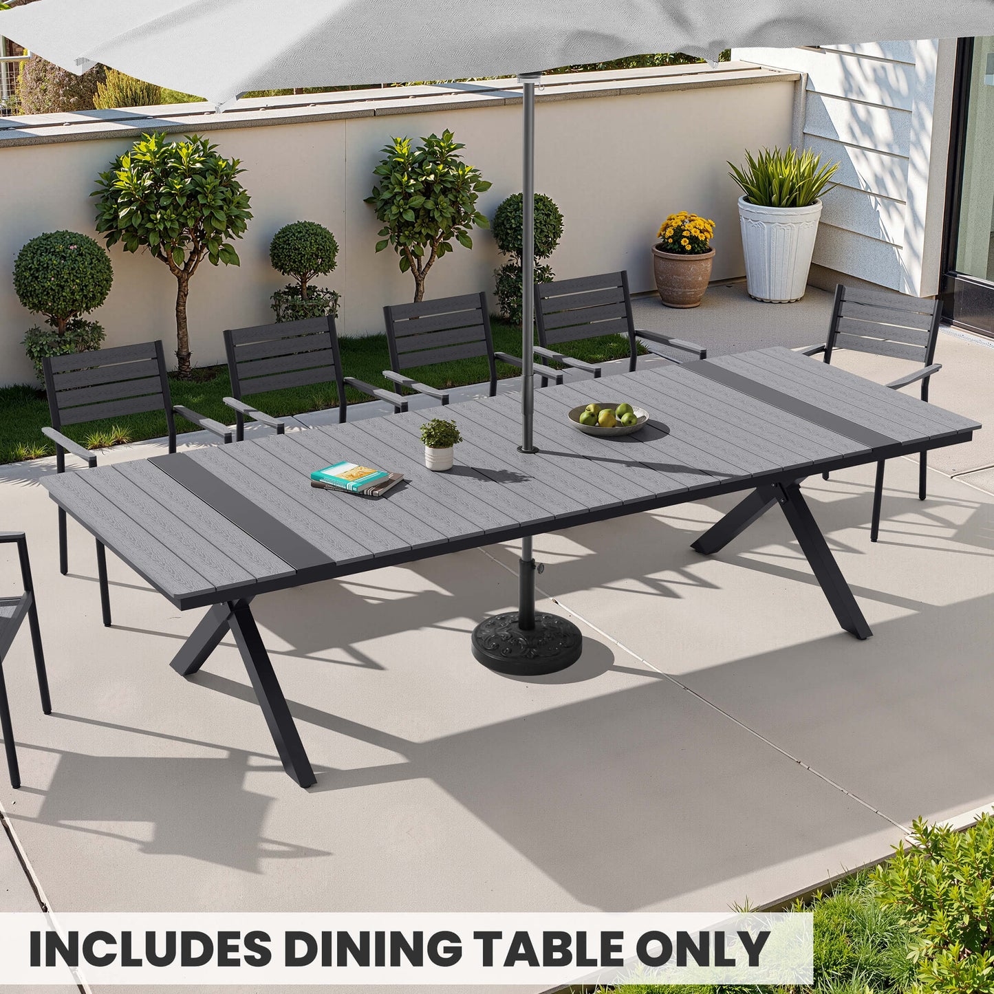 Aluminum Outdoor Dining Table with Umbrella Hole