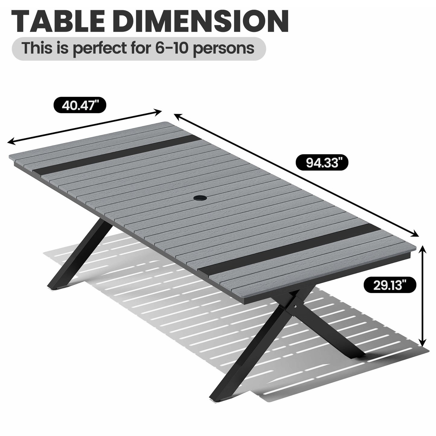 Aluminum Outdoor Dining Table with Umbrella Hole
