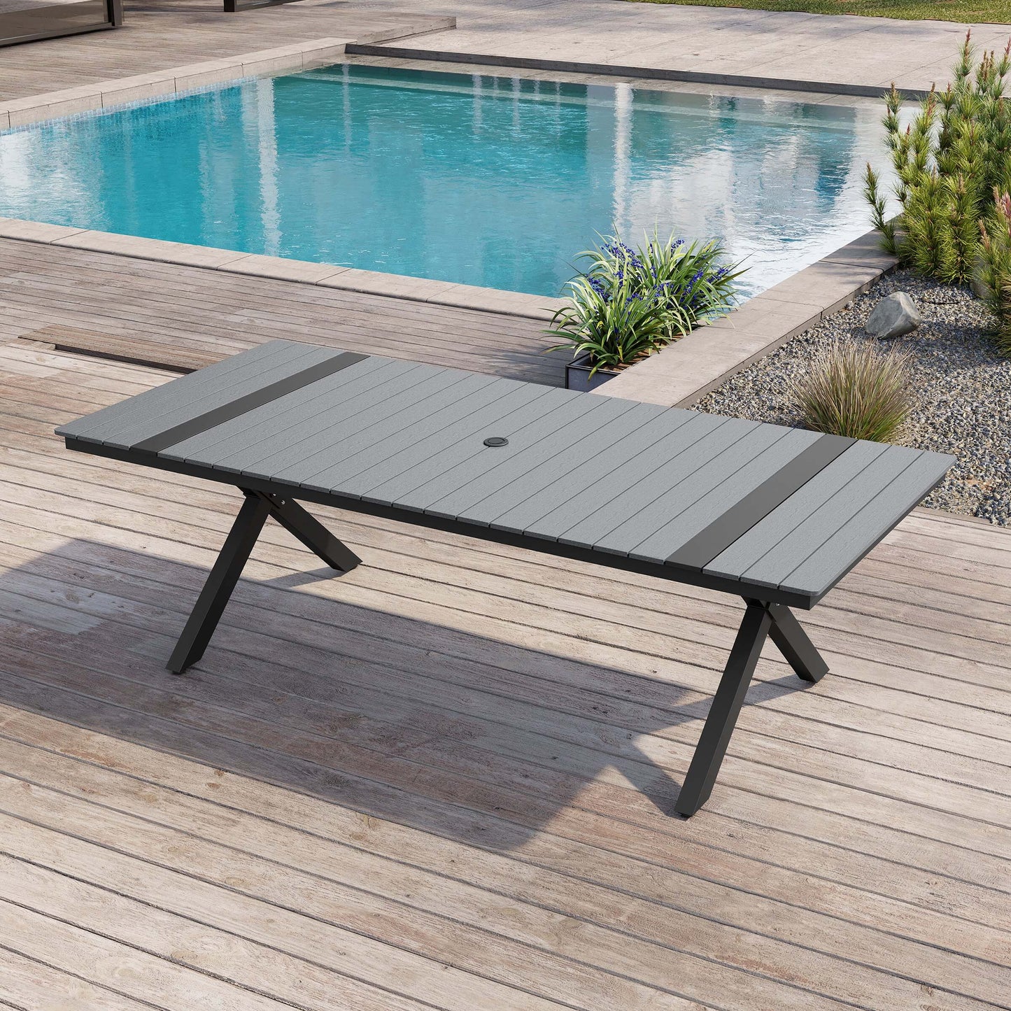 Aluminum Outdoor Dining Table with Umbrella Hole