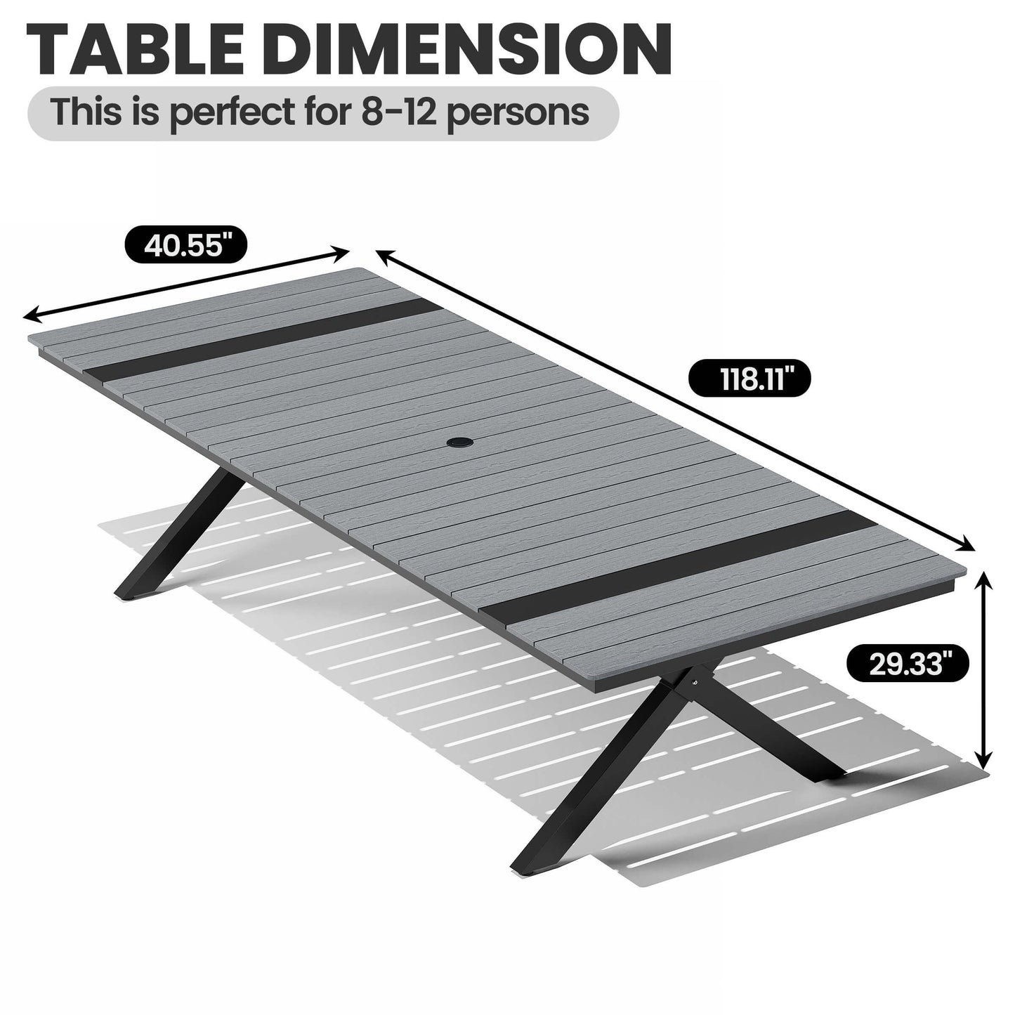 Aluminum Outdoor Dining Table with Umbrella Hole