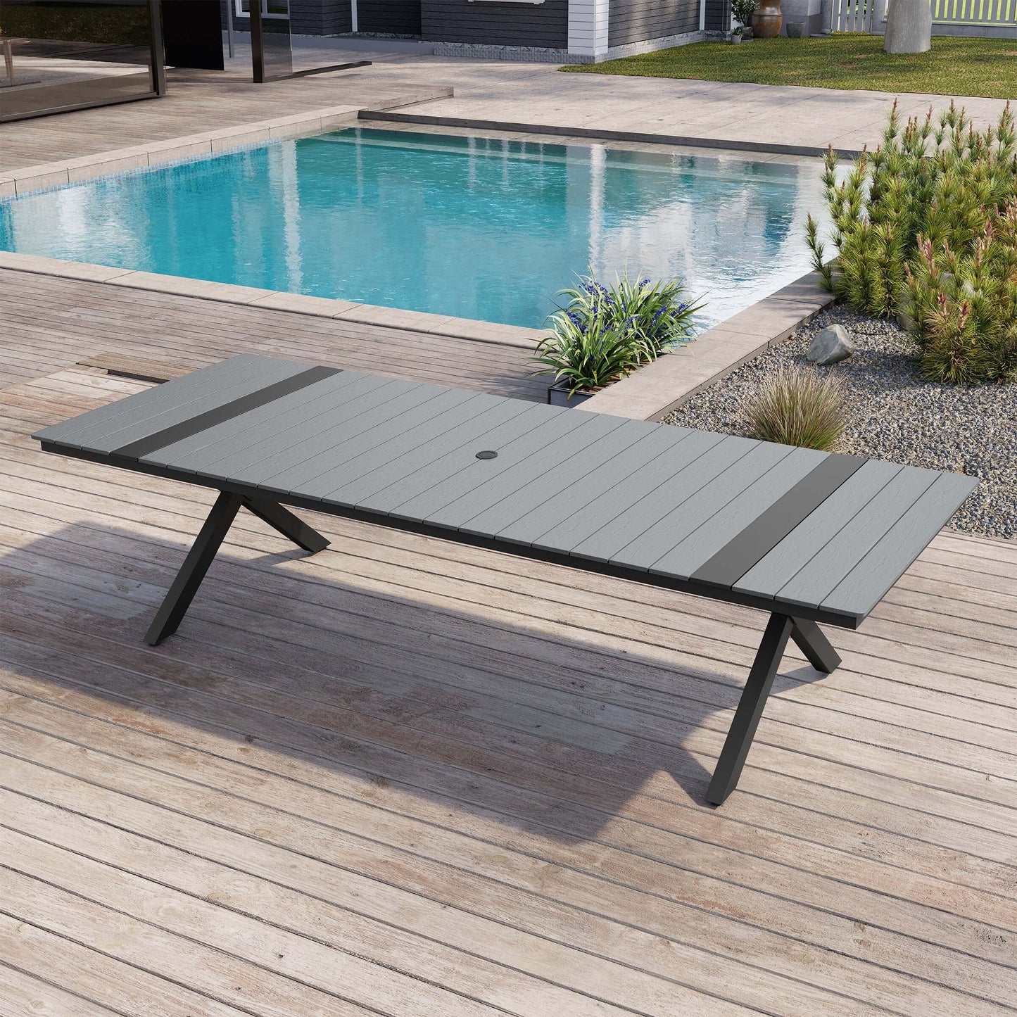 Aluminum Outdoor Dining Table with Umbrella Hole