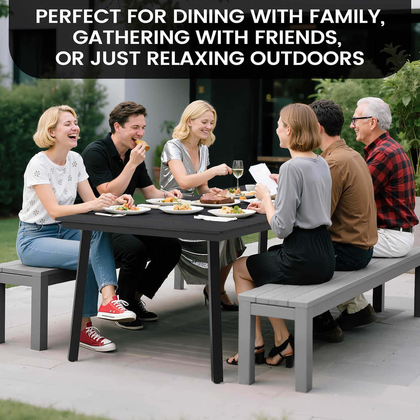 71x33" Outdoor Dining Table with Umbrella Hole