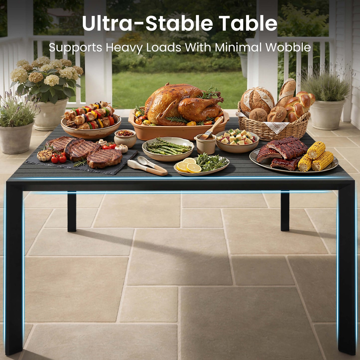 Aluminum Dining Set with Umbrella Hole & Chairs
