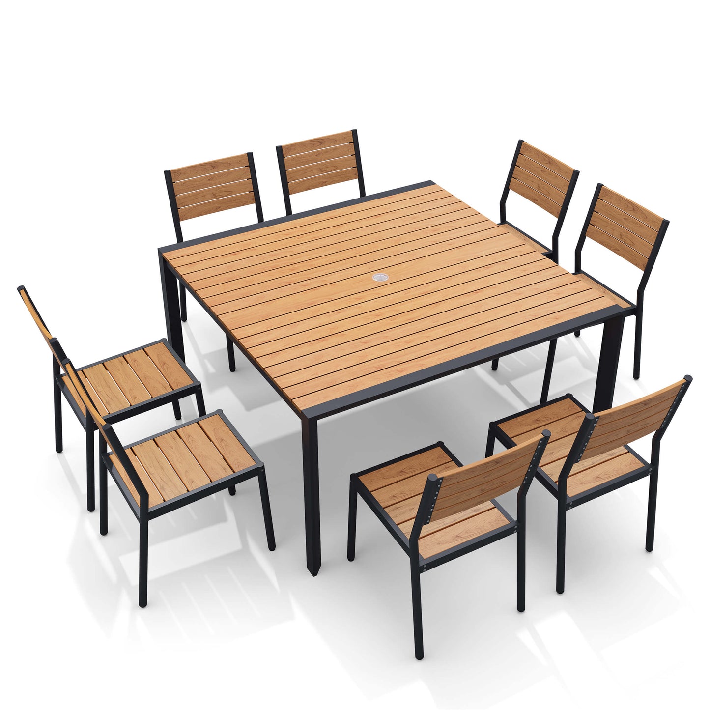 Aluminum Dining Set with Umbrella Hole & Chairs