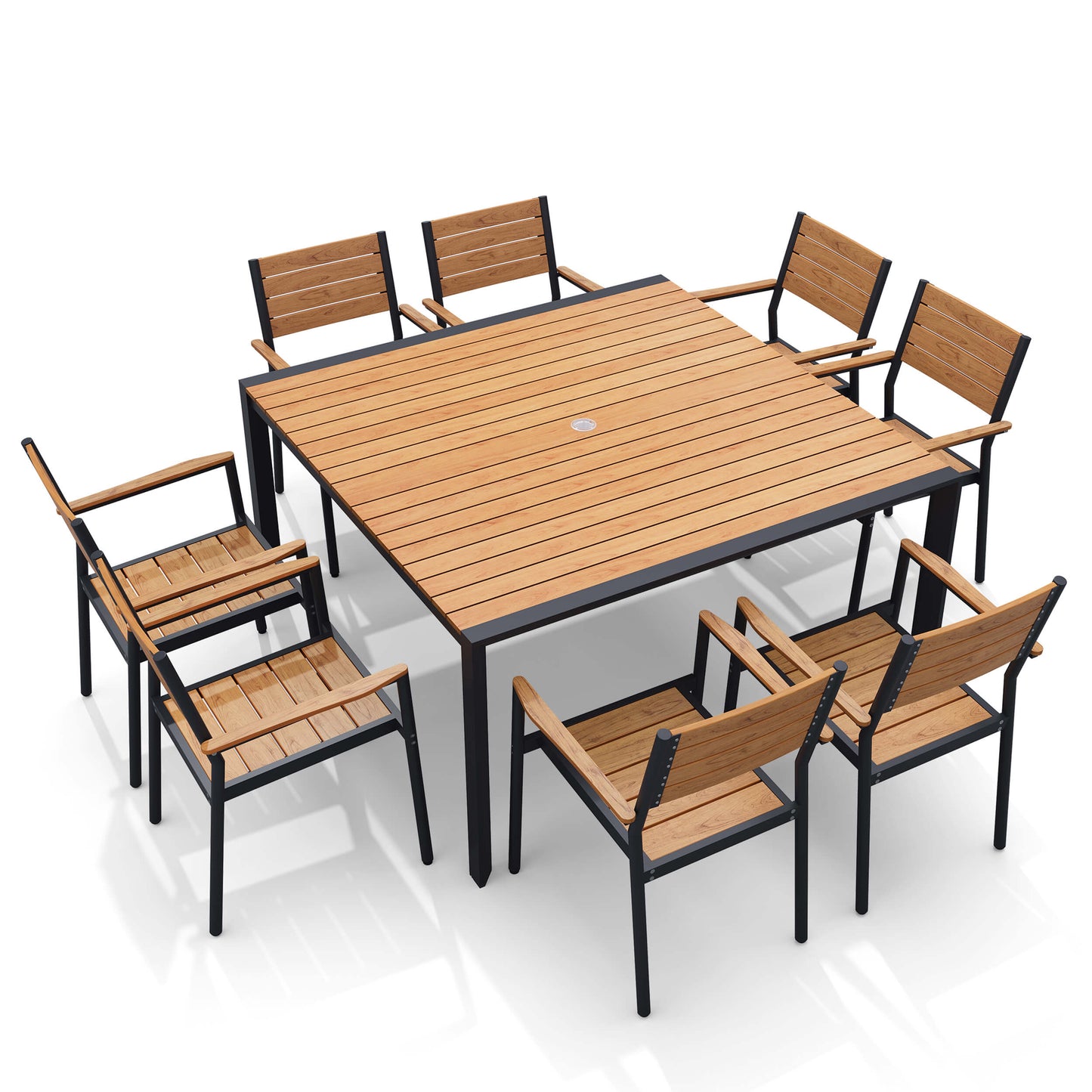 Aluminum Dining Set with Umbrella Hole & Chairs