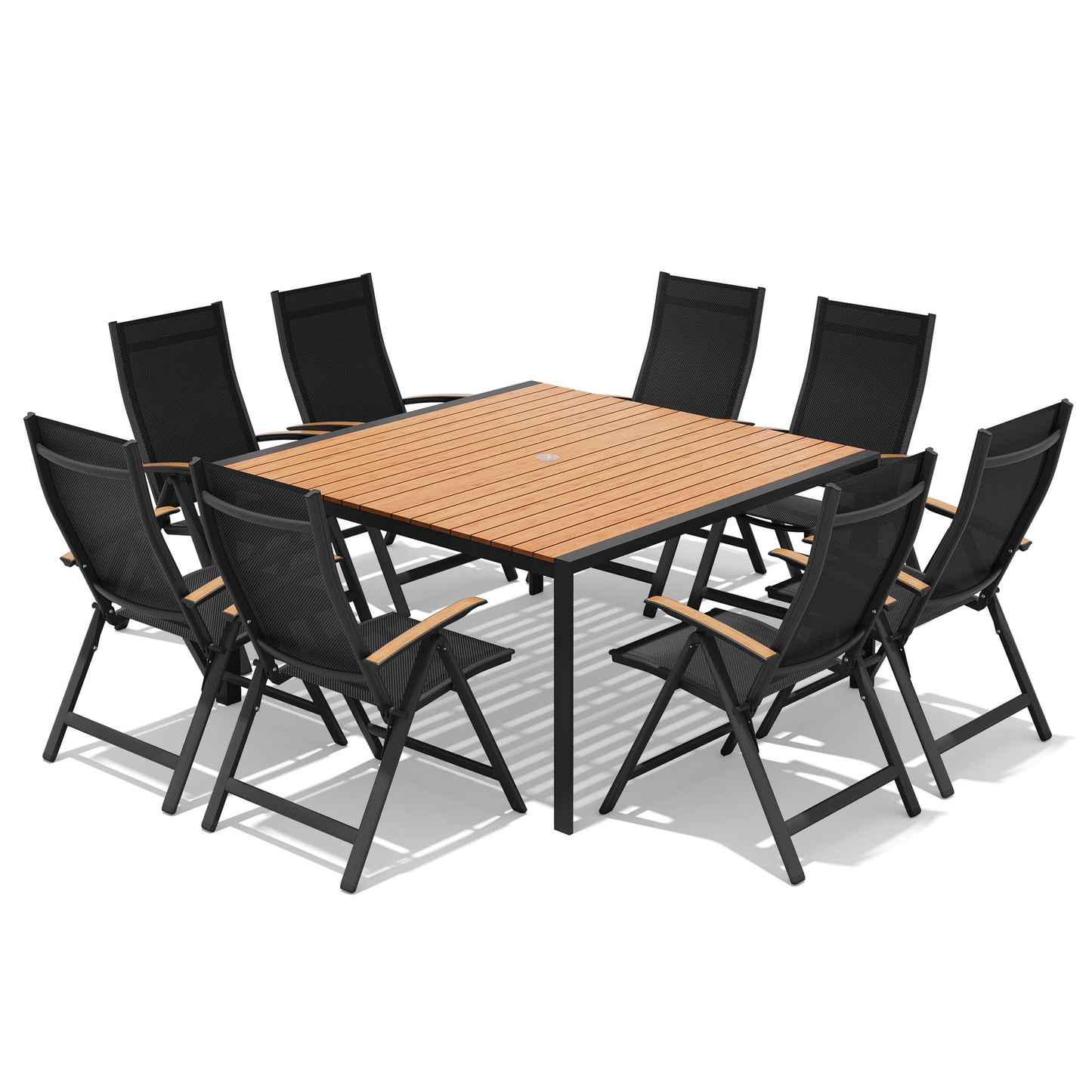 Aluminum Dining Set with Umbrella Hole & Chairs