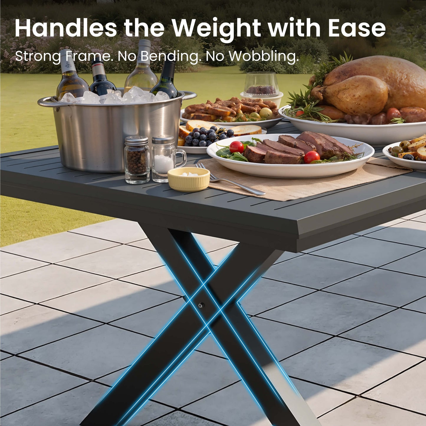 Aluminum Outdoor Dining Table with Umbrella Hole