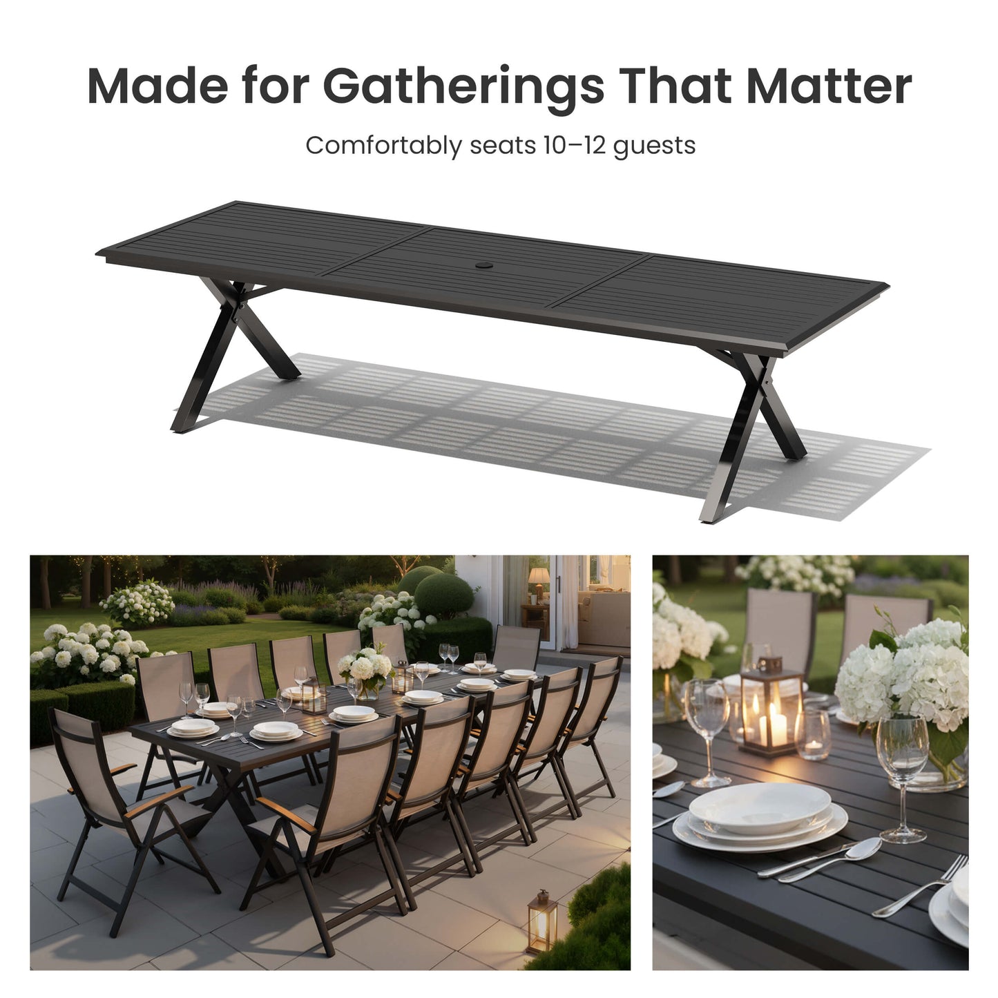 Aluminum Outdoor Dining Table with Umbrella Hole