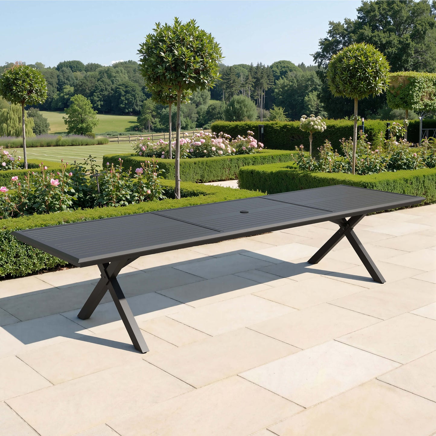 Aluminum Outdoor Dining Table with Umbrella Hole
