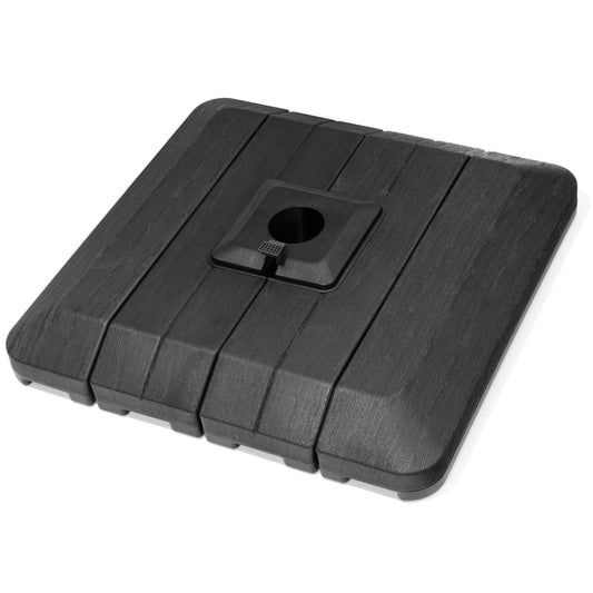 Black 4-piece 240 lbs HDPE fillable square cantilever umbrella base.