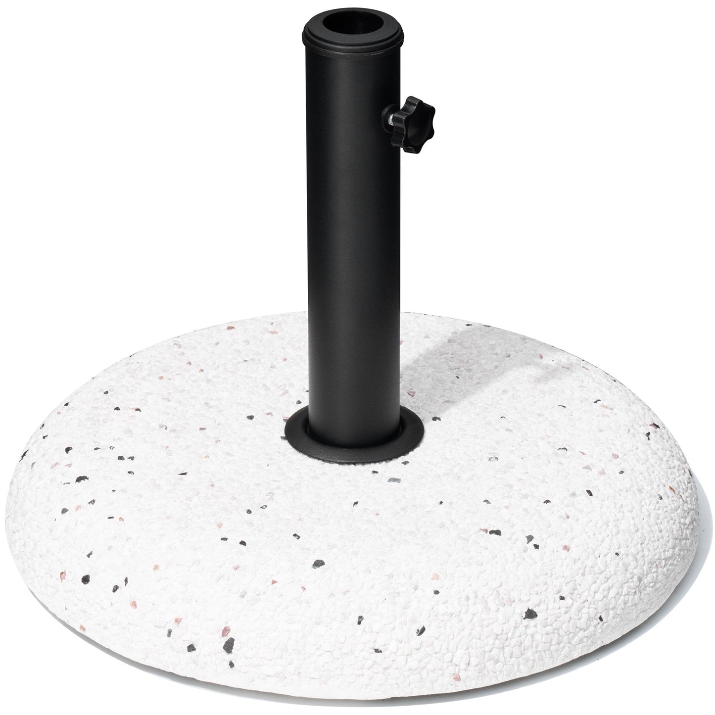 Pebble white 45 lbs heavy duty round cement umbrella base.
