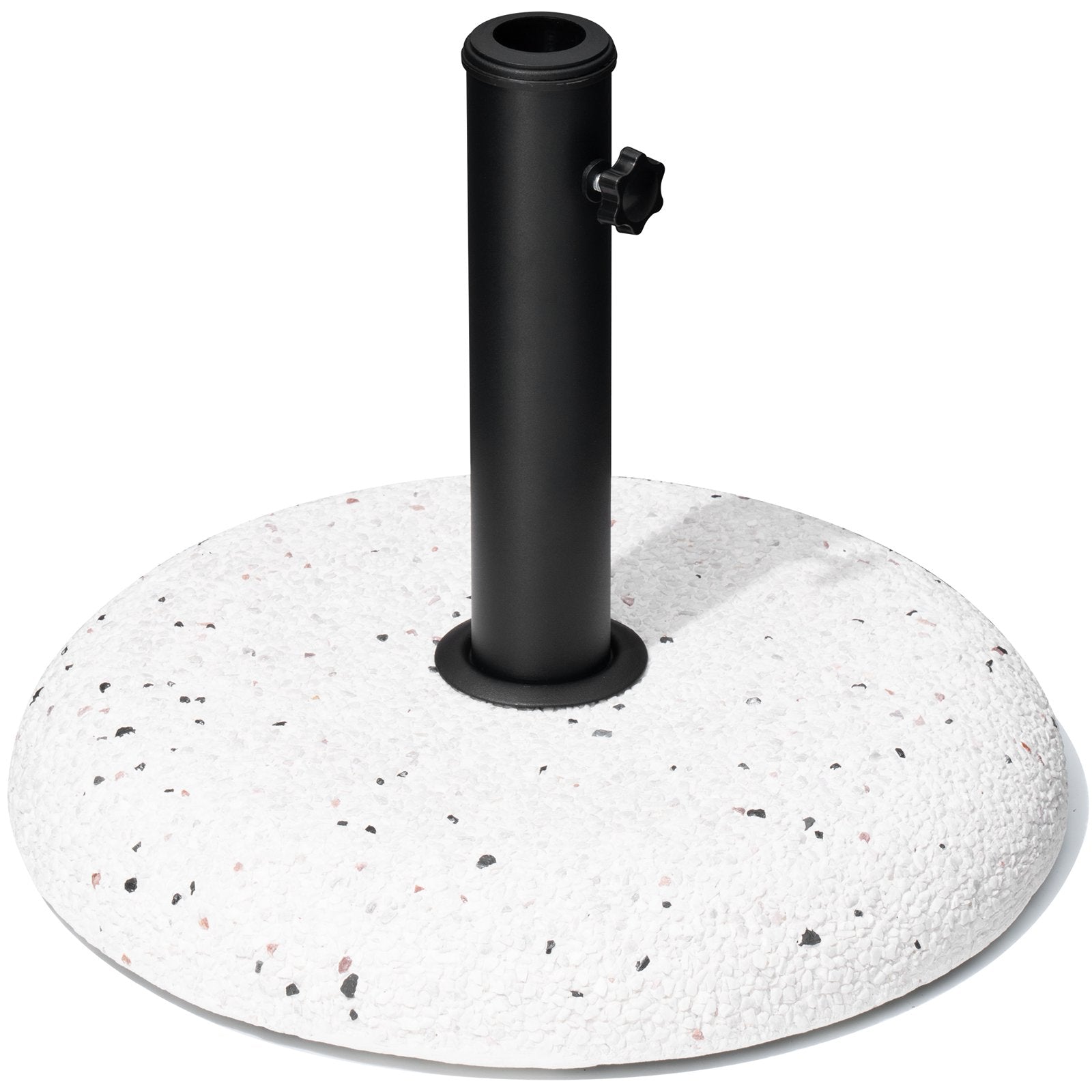 Pebble white 45 lbs heavy duty round cement umbrella base.